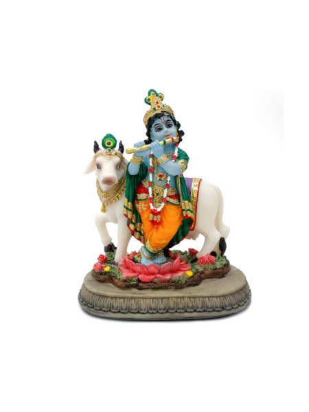 Статуэтка Кришна с коровкой, 6 см; Krishna Cow 6Cm.
