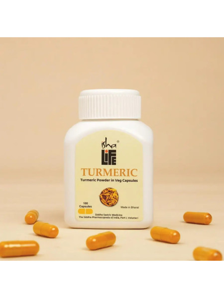 Куркума высококачественная, 100 капсул, Иша Лайф; Turmeric Powder in Veg Capsules, 100 pcs, Isha Life