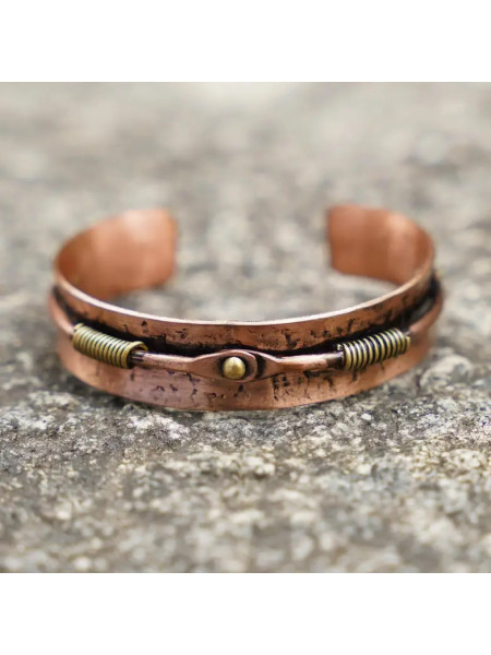 Медный браслет на руку, Иша Лайф; Antique Brass And Copper Cuff, Isha Life
