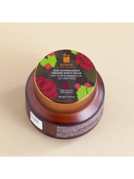 Ночной крем с маслом розы и герани (для всех типов кожи), 50 г, Иша Лайф; Deep Nourishment Night Cream with rose & geranium oil - 50gm, Isha Life