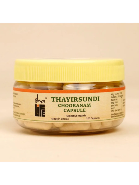 Капсулы Тайр Сунди, для облегчения боли в желудке, 100 шт., Иша Лайф; Thayir Sundi Capsule (Gastric Relief), 100  ps, Isha Life