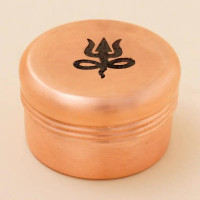 Медная шкатулка Вибхути (маленькая) - тризубец, Иша Лайф; Copper Vibhuti Box (Small) - Trishul, Isha Life