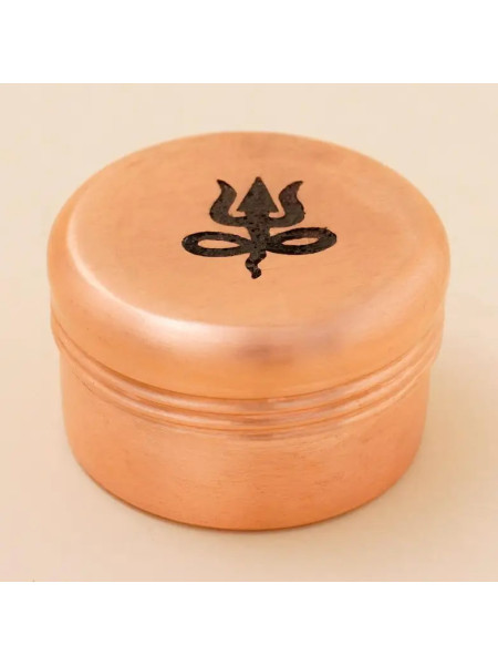 Медная шкатулка Вибхути (маленькая) - тризубец, Иша Лайф; Copper Vibhuti Box (Small) - Trishul, Isha Life
