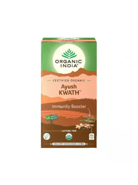 Аюш кватх, чай для иммунитета, 25 пакетиков, Органик Индия; Ayush Kwath, 25 Sachets, Organic India