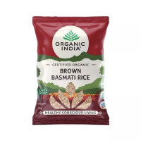 Коричневый рис басмати, 1 кг, Органик Индия; Brown Basmati Rice, 1 kg, Organic India
