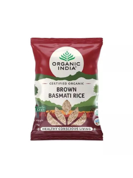 Коричневый рис басмати, 1 кг, Органик Индия; Brown Basmati Rice, 1 kg, Organic India