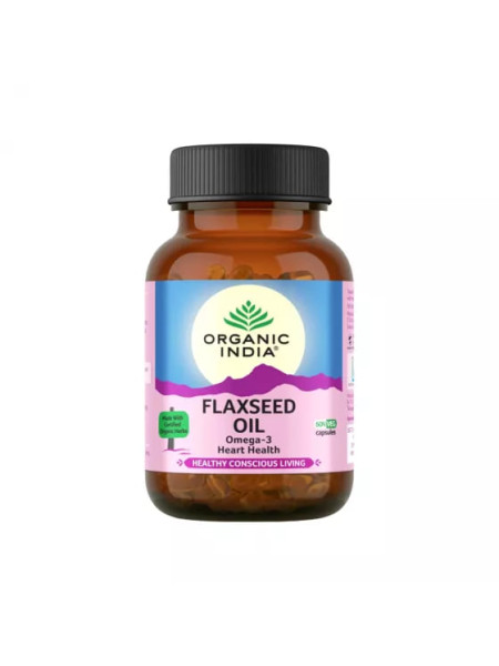 Льняное масло, 60 капсул, Органик Индия; Flaxseed Oil, 60 Capsules, Organic India
