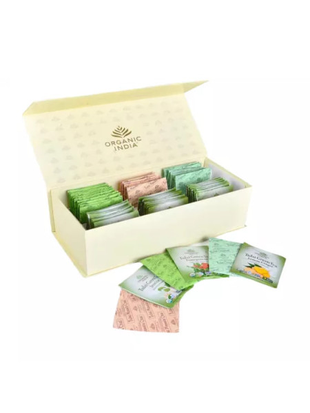 Подарочный чайный набор без кофеина, 60 пакетиков, Органик Индия; Caffeine Free Tea Gift Box 60 Bags Organic India