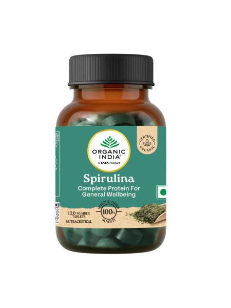 Спирулина, 120 таблеток, Органик Индия; Spirulina, 120 tablets, Organic India