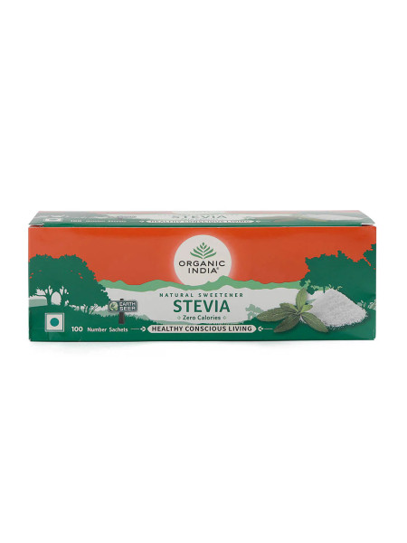 Стевия, натуральный сахарозаменитель, 100 пакетиков, Органик Индия; Stevia, 100 bags, Organic India