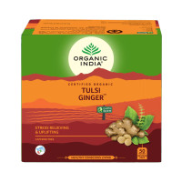 Чай туласи с имбирем, 50 пакетиков, Органик Индия; Tulsi Tea with Ginger, 50 bags, Organic India