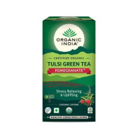 Зеленый чай тулси с гранатом, 25 пакетиков, Органик Индия; Green Tea Tulsi with Pomegranate, 25 bags, Organic India
