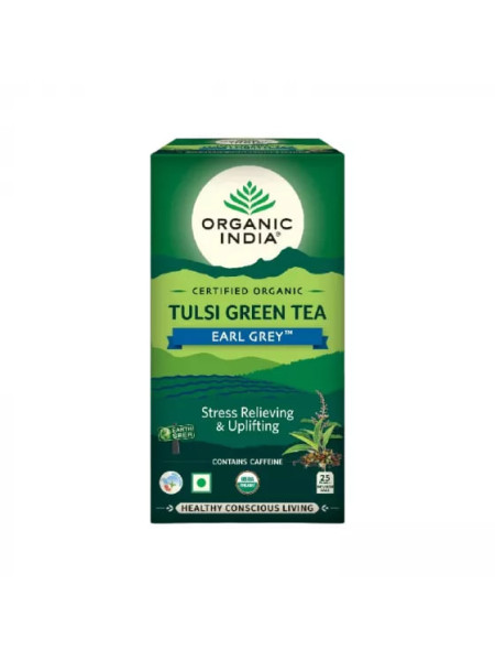 Чай тулси зеленый с бергамотом, 25 пакетиков, Органик Индия; Tulsi Green Tea Earl Grey, 25 sachets, Organic India