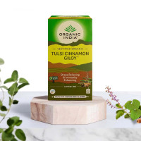 Тулси чай с корицей и гилой, 25 пакетиков, Органик Индия; Tulsi Tea with Cinnamon and Giloy, 25 bags, Organic India