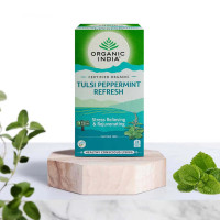 Тулси чай с мятой, 25 пакетиков, Органик Индия; Tulsi Tea with Mint, 25 bags, Organic India