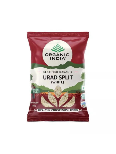 Белый Урад Дал колотый, 500 г, Органик Индия; White Urad Dal Split, 500g, Organic India