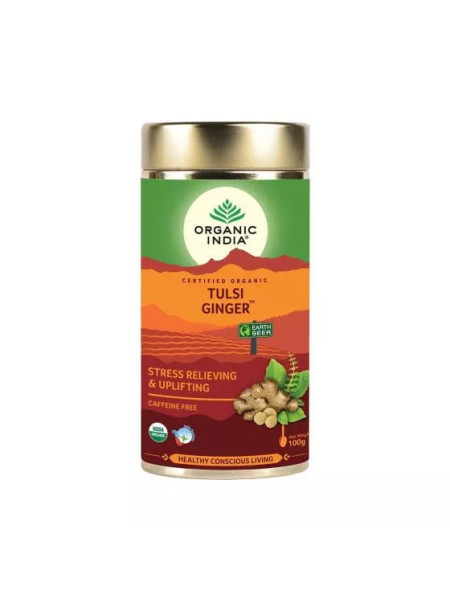 Чай туласи с имбирем, 100 г, Органик Индия; Tulsi Tea with Ginger, 100 g, Organic India