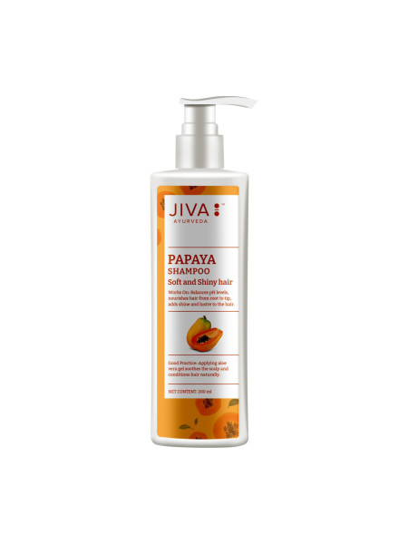 Шампунь с папаей, для роста волос, 200 мл, Jiva Ayurveda; Papaya Shampoo, 200 ml, Jiva Ayurveda