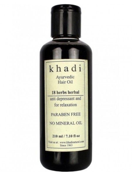 Аюрведическое масло для восстановления волос "18 Трав", Без парабенов, 210 мл, производитель "Кхади", Hair Oil "18 Herbs", Paraben Free, 210 ml, Khadi