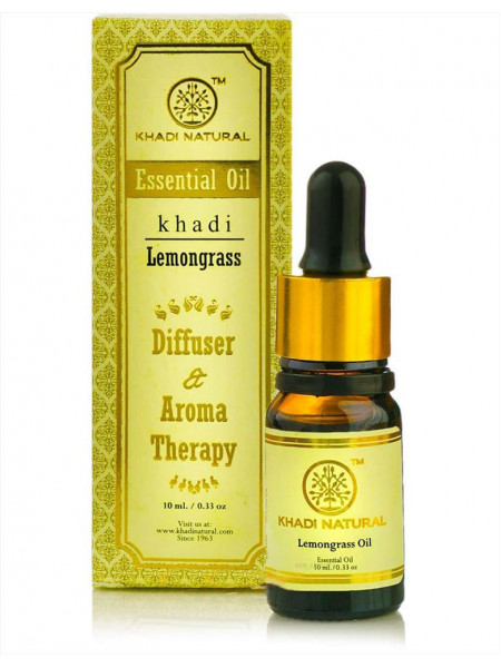 Эфирное масло для ароматерапии "Лемонграсс", 10 мл, производитель "Кхади", Essential Oil "Lemongrass", Diffuser & Aroma Therapy, 10 ml, Khadi
