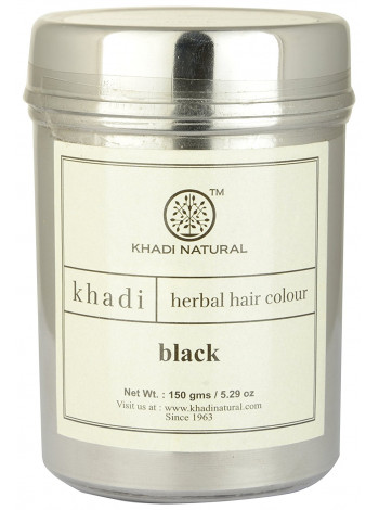 Краска для волос травяная "Черный", 150 г, производитель "Кхади", Herbal Hair Colour, "Black", 150 g, Khadi