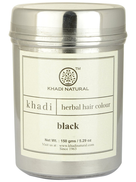 Краска для волос травяная "Черный", 150 г, производитель "Кхади", Herbal Hair Colour, "Black", 150 g, Khadi
