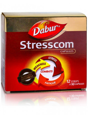 Мощный антистрессовый аюрведический препарат "Стресском", 120 кап., производитель "Дабур", Stresscom, 120 caps., Dabur