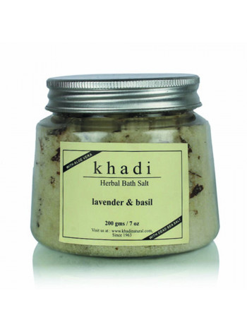 Соль для ванной "Лаванда и Базилик", 200 г, производитель "Кхади", Bath salt "Lavender & Basil", 200 g, Khadi