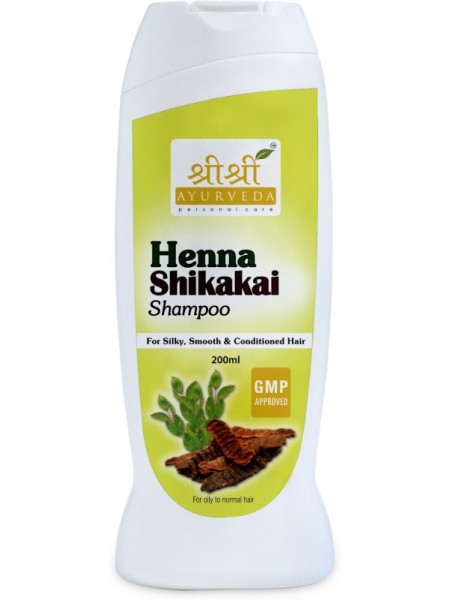 Шампунь "Хна и Шикакай", 200 мл, производитель "Шри Шри Аюрведа", Henna Shikakai Shampoo, 200 ml, Sri Sri Ayurveda