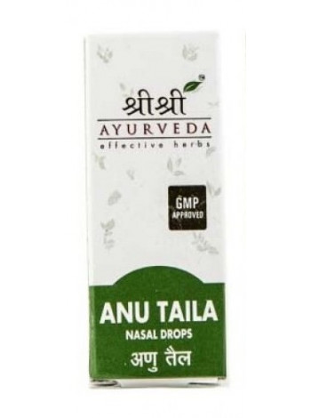 Капли для носа и ушей Ану Тайла, 10 мл, производитель "Шри Шри Аюрведа", Anu Taila, nasal drops, 10 ml, Sri Sri Aurveda