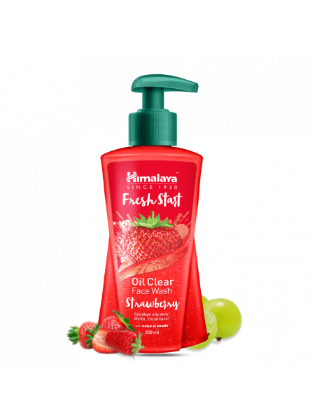 Очищающее средство для лица с клубникой Хималая, 200мл, Fresh Start Oil Clear Strawberry  Face Wash Himalaya, 200ml