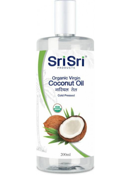 Органическое кокосовое масло, 200 мл, производитель "Шри Шри Аюрведа", Organic Virgin Coconut Oil, 200 ml, Sri Sri Ayurveda