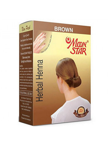 Хна для волос коричневая "Мун Стар", упаковка 6 шт., производитель "Изук Импекс", Herbal Henna Moon Star Brown, 6 pcs., Izuk Impex