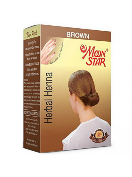 Хна для волос коричневая "Мун Стар", упаковка 6 шт., производитель "Изук Импекс", Herbal Henna Moon Star Brown, 6 pcs., Izuk Impex